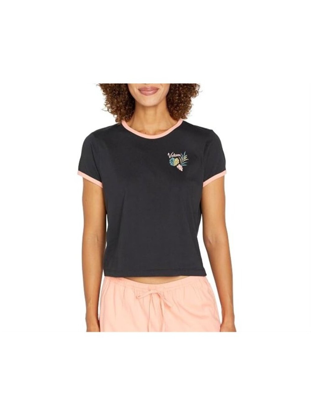 Volcom Womens Maybe Baby Short Sleeve Cropped Tee Black Size XS NWT